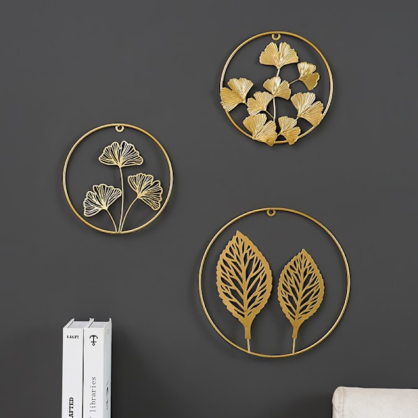 Pohjoismainen ginkgo-lehti olohuoneen seinäkoriste seinäkoristelu kulta, lehti 28,5*28,5cm,