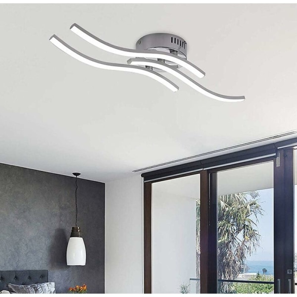 LED-loftslys, bølgeformet pendel, 4000K neutralt hvidt lys, 18W 1600 Lumen integrerede LED'er, moderne lysekrone