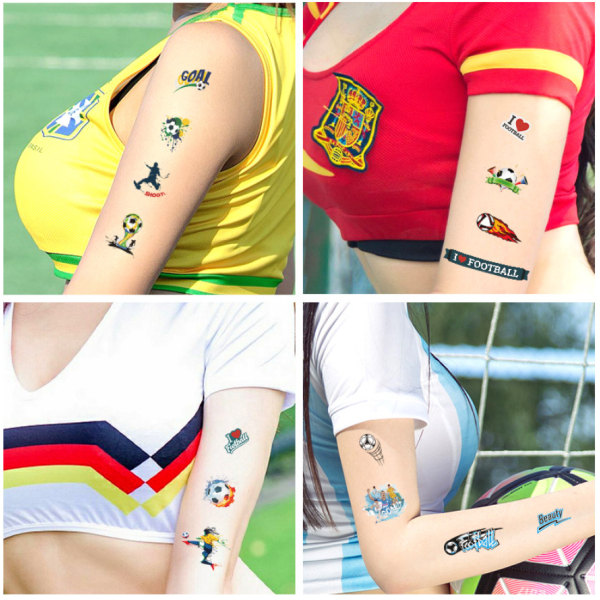 Vanntette svettefan-spill European World Cup Club Face Ball Game Stickers Fotball Tatoverings-klistremerker (50 stk)