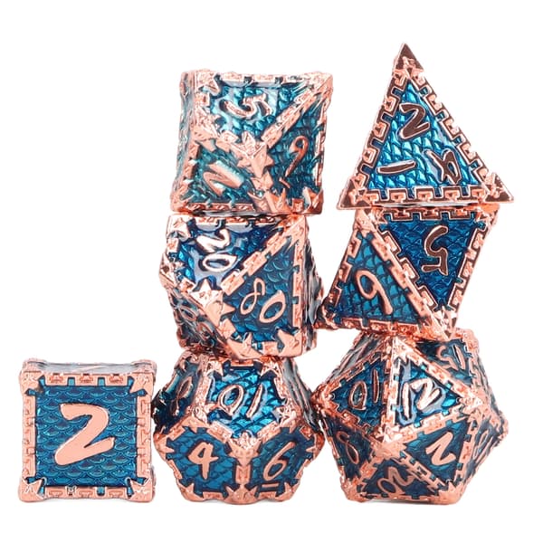 7st Polyhedral Tärningar Metall Utsökt Lättvikt Klar Nummer Rollspel Bordsspel Tärningar 08