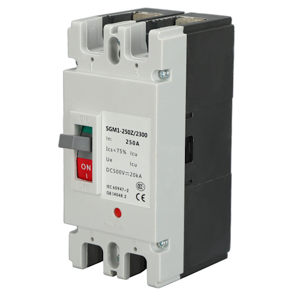 2P MCCB 250A 500V Solcelle Batteribeskyttelsesbryter Isolator Beskyttelse