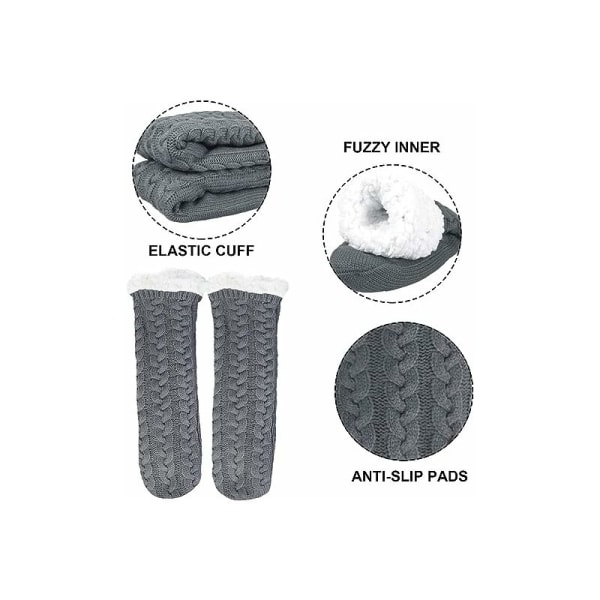 Par tofflorstrumpor damer tofflorstrumpor damer varma tofflorstrumpor med mjukt fleecefoder, halkfri thermal chock