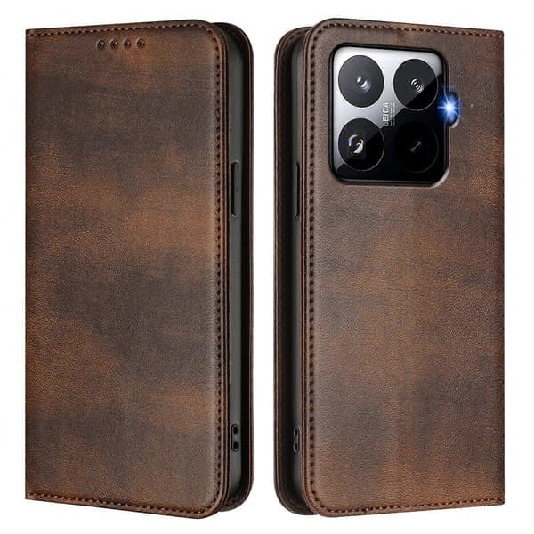 [HT] För Xiaomi 15T Pro Plånboksfodral Retro Textur Läder Telefonfodral Brown