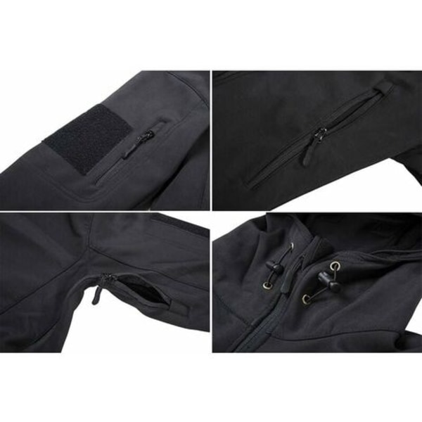 Vanntett militær softshelljakke for menn, fleecefôr Camouflage Outdoor Coat Black L