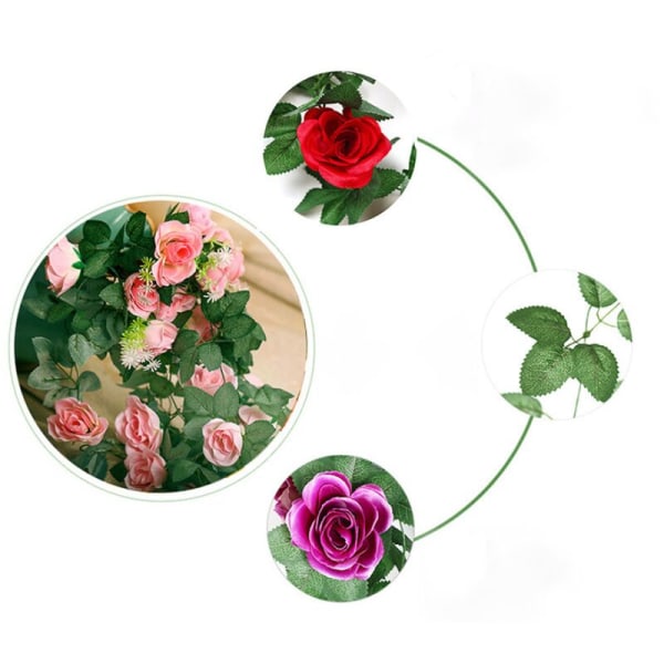Simulering Rose Plant Veggdekor Simulering Blomsterrotting (lilla Rose Vegghenger 2stk) for Hjem og Hage Dekor