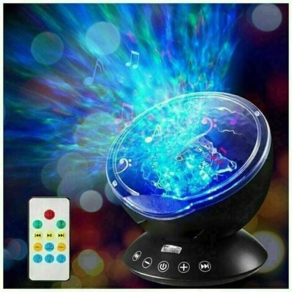 Ocean Wave Night Light Projector, Fjernbetjening Projektionslampe Rotation Northern Light Projector Stemningslys