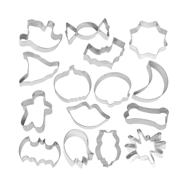 15pc Halloween Cookie Rustfritt stål Form Bakeutstyr