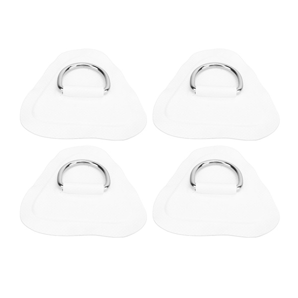 4 stk D Ring Patch Rustfritt stål D Ring Pad for oppblåsbar båt Surfebrett Jolle Padlebrett Hvit