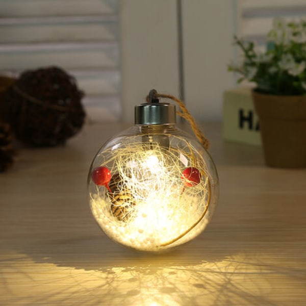 Pack Clear LED Julgranskulor Hängande julgransprydnader Födelsedag Bröllopsfest Sfärisk