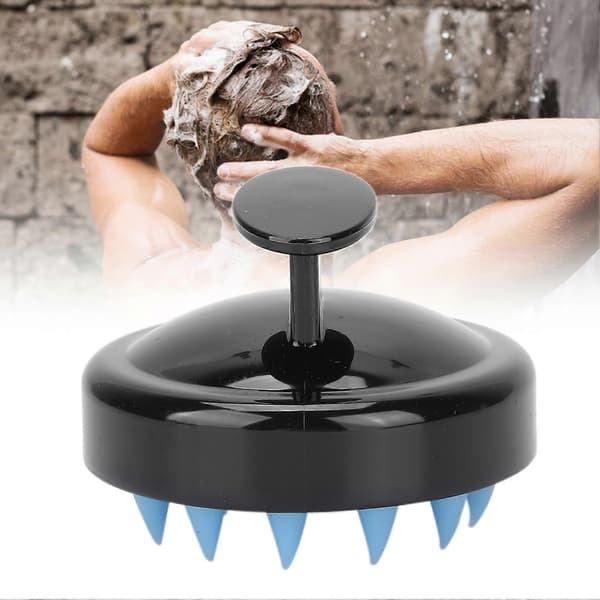 Hårbørste til hovedbund Bløde silikonebørster Brusehovedbundsmassager Skrubber Shampoo Børste (Sort Blå)