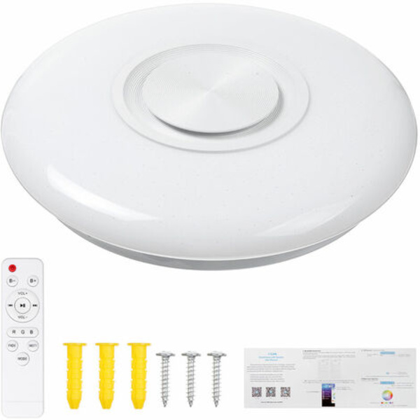 150W 220V 3D-lys RGB LED-taklys Musikklys med fjernkontroll, Bluetooth-høyttaler, APP-kontroll nattlampe for