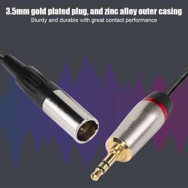 3,5 mm han til Mini XLR 3-benet han lydkabeladapter til kamerafotoudstyr 3 meter