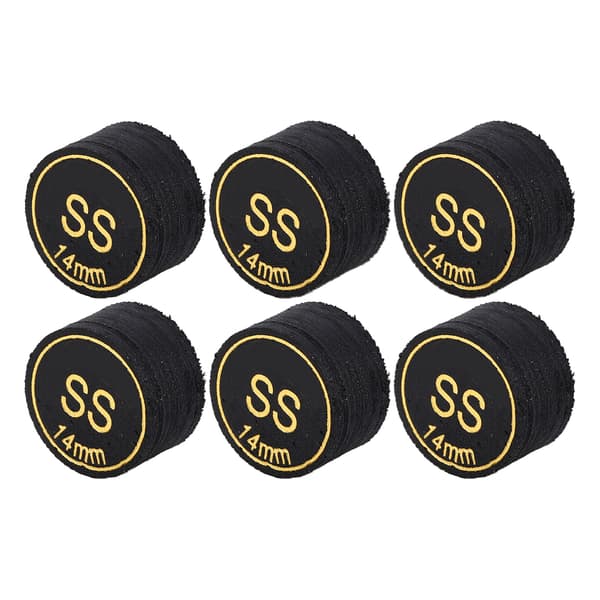 6 stk. Pool Cue Tips Professionelle Multi Layers Billard Pool Cue Tips Erstatning til Pool Cue og Snooker 14mm SS