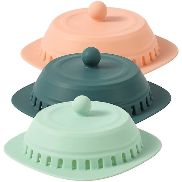 3 kpl keittiön tiskialtaan silikoni-deodoranttilattiakaivoa (vaaleanvihreä, vaaleanpunainen ja tummanvihreä kumpikin),