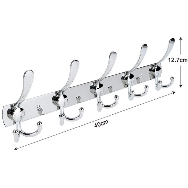 5-krokar klädkrok multifunktions radkrok rostfritt stål badrumshanddukskrok metallkrok, för hemkök, toalett, ba