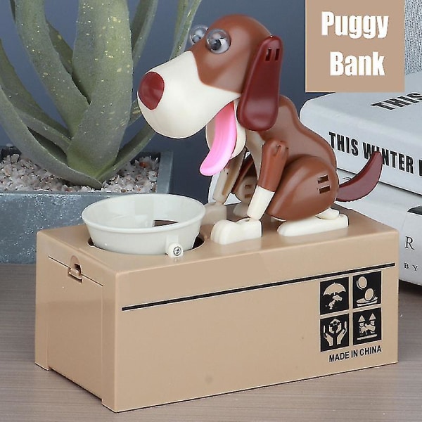 Little Dog Puggy Bank Robotic Coin Munching Toy White