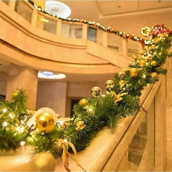 Julekrans med belysning, 270cm varmhvit julekrans Gran-krans kunstig juledekorasjon krans fo