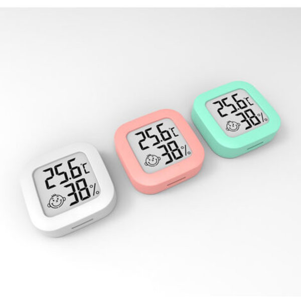Mini hög precision digital inomhushygrometertermometer, temperaturmonitor och fuktighetsmätare 43*43 mm vit