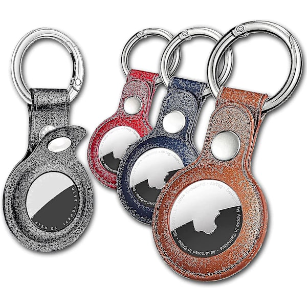 4-pack nyckelring läder AirTag case Tracker Locator Passar Apple hundhalsband
