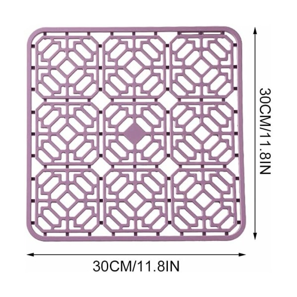 Silikon oppvaskmatte, 30 x 30 cm, sklisikker, for vasker, servise, bestikk