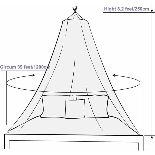 1,8-2m seng med kuppel hengende myggnetting (åpen dør) uten stanseinstallasjon myggnetting,