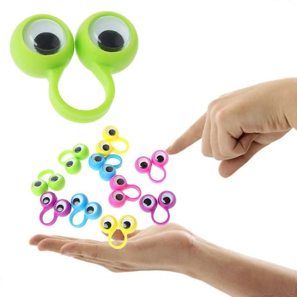 Småbarn Fingerdocka Bärbar 3D Ögon Fingerring Leksak 10st Barnkalas Tillbehör[ht]