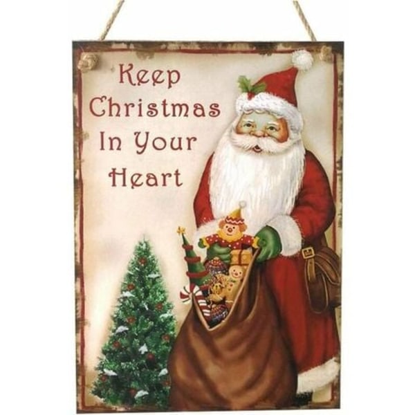Juletreskilt plakett dørveggdekor (Hold julen i hjertet ditt)
