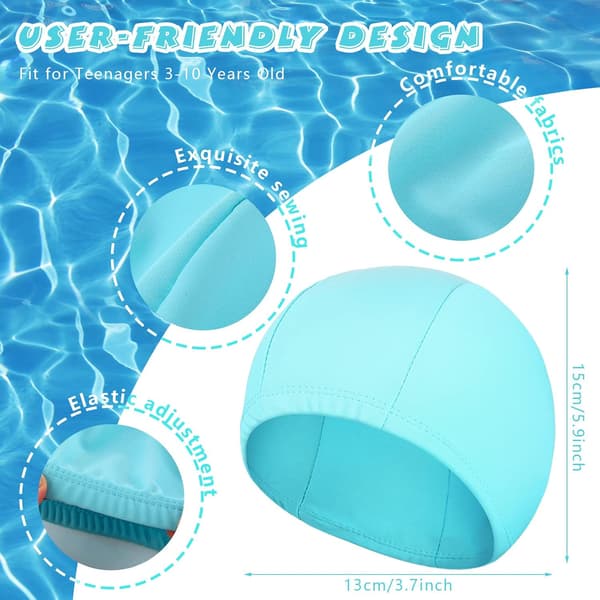 [HT]Stykker Polyester Svømmehetter for Barn Stoff Elastisk Svømmehette Nylon Barnebassenghette for Langt Hår Vanntett Unisex Svømmehatt