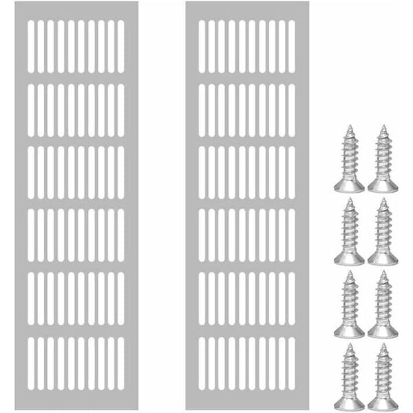 Set med 2 rektangulära ventilationsgaller i aluminium, 80 x 250 mm. Skruvmontering. För kontor och kök. Optimerad luftcirkulation.
