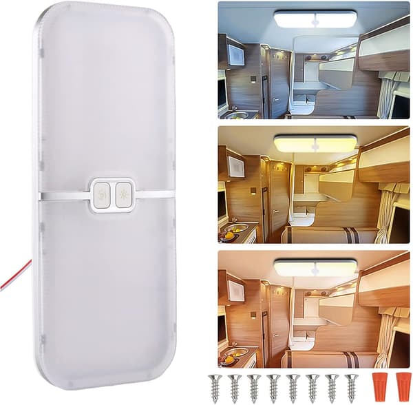 12v LED-loftslampe til campingvogn, 204 LED'er, 15W dæmpbar, 3 farver[ht]