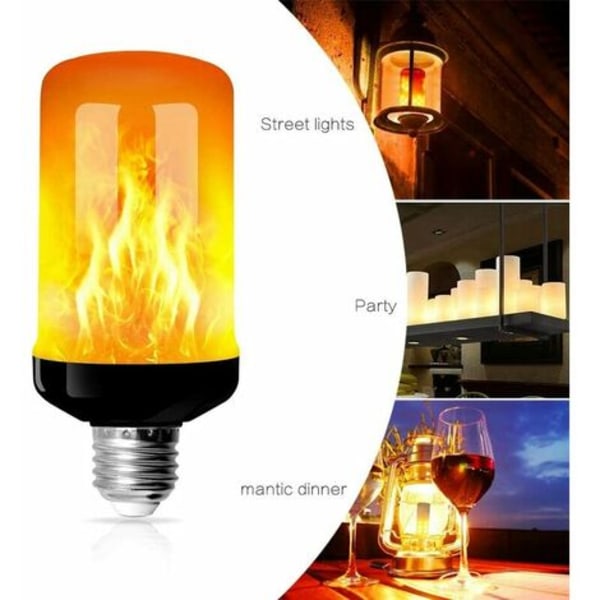 E27 Flame Glödlampa, LED Flame Effect Glödlampa med 4 ljuslägen, Utomhus dekorativa Glödlampor för Jul