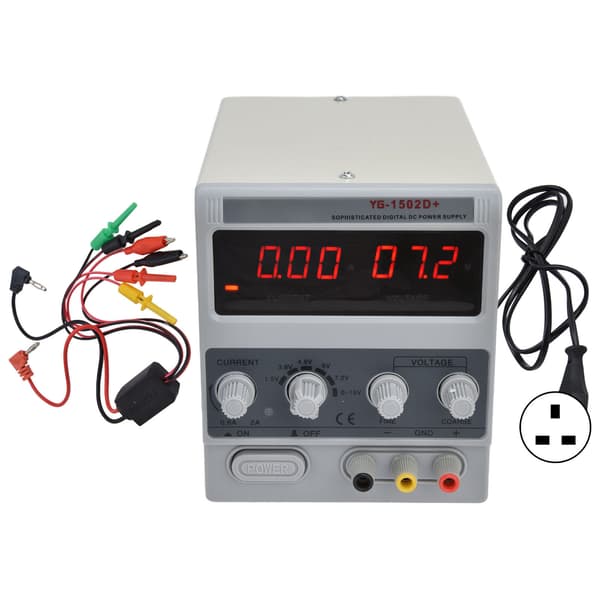UK-plugg 15V 2A justerbar koblingsstrømforsyning 1502D DIY-testing 3-sifret display