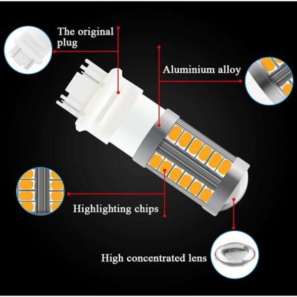 Amber 3157 3047 3057 3155 5630 P21/7W 33SMD Bil LED-lampor 900LM Super Ljusa Fram och Bak Blinkers Blinker Blinkers