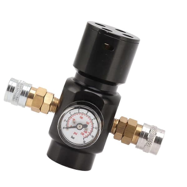 CO2 Mini Regulator 8mm Dobbelt Hunadapter Aluminiumlegering Messing Rustfrit Stål CO2 Tank Trykregulator