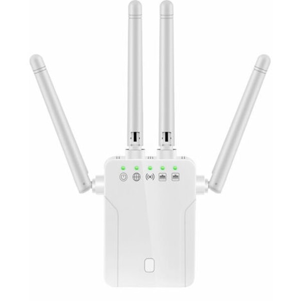 WiFi Repeater WiFi-forsterker, WiFi Extender opptil 120㎡, kraftig wifi-repeater med en Ethernet-port, kompatibel med al