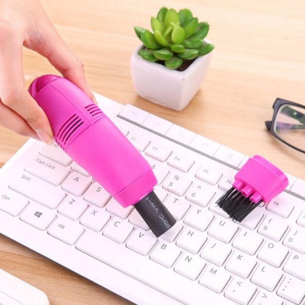 USB Mini Datortangentbord Dammsugare dammrengöringssats Handhållen tangentbordsborsteenhet för PC Bärbar bärbar dator Rose Red