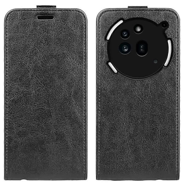 R64 Texture Single Vertical Flip -nahkainen puhelinkotelo Black For Nothing Phone 3a Pro