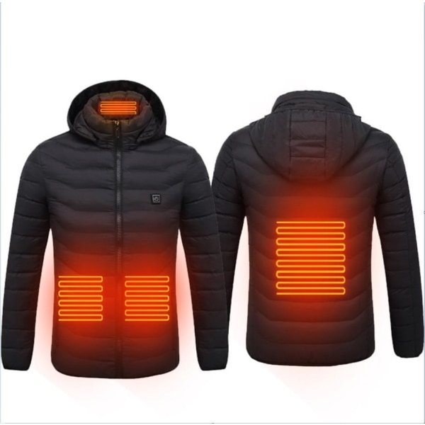 Vinter utendørs varm elektrisk oppvarming Coat, 4 varmesoner black L