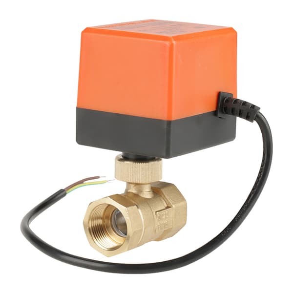 Motoriseret kugleventil i messing til aircondition AC 220V G3/4 DN20 2-vejs