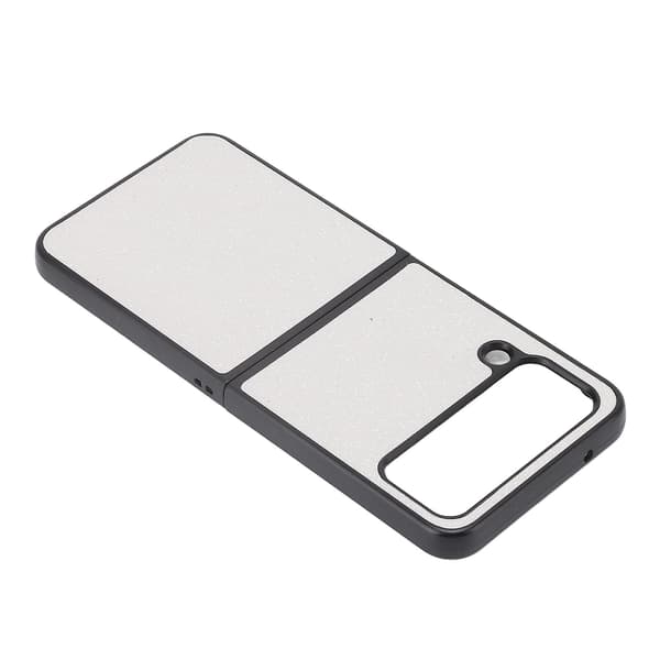 Glänsande reptåligt telefonfodral med mockafoder för Samsung Galaxy Z Flip 4 - Vit