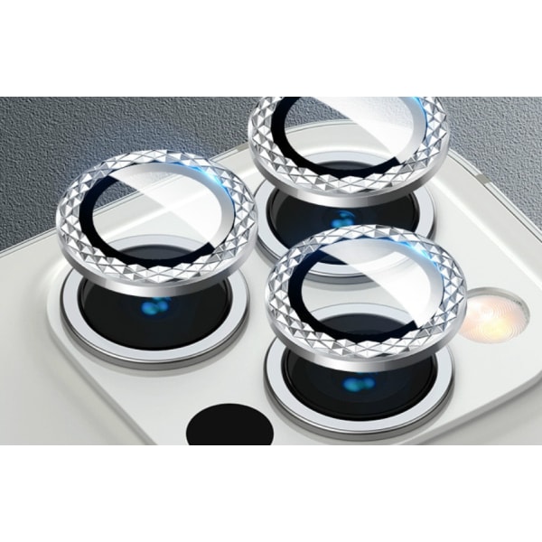 Passer for Apple 13promax diamond eagle eye linsefilm, iPhone12promax metall kamerabeskyttelsesfilm (diamantmønster sølv (1), 13,13mini),