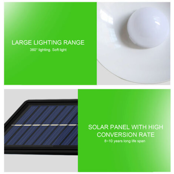 Super lys LED solcellekrone retro pære lys 3 lysstyrker fjernbetjening hvidt lys IP65
