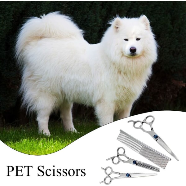 Koiran parturi- ja set - 3 7" sakset: pyöristys, trimmaus ja harvennus - kampa, lemmikkien set