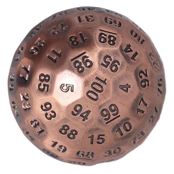 Polyhedral tärningar i metall 100 sidor Tunga ljusa färger Rollspel Polyhedral tärningar Koppar
