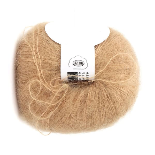 Blød Mohair Stick Angora Pashmina Langt Garn Khaki
