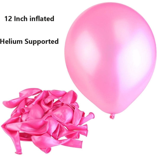 Rosa heliumballonger, rosa ballonger Ø 30cm för flickor, barn, födelsedagsgemenskap och dop, bröllop, Alla hjärtans dag festdekoration (100 stycken)