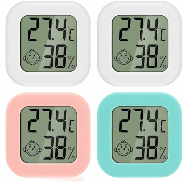 Hvid ℃ * 2 + 0726 Pink + 0726 Grøn digitalt termo-hygrometer Mini termometer med smilende ansigt