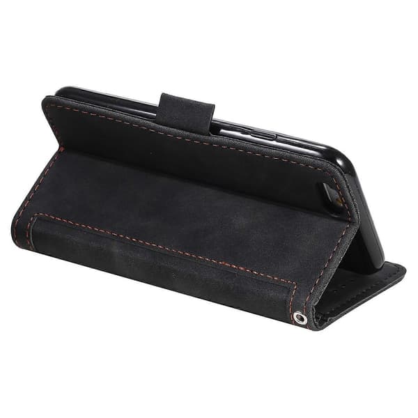for iPhone 16e Deksel Blokkerende Lommebokstativ Skinntelefonetui Black