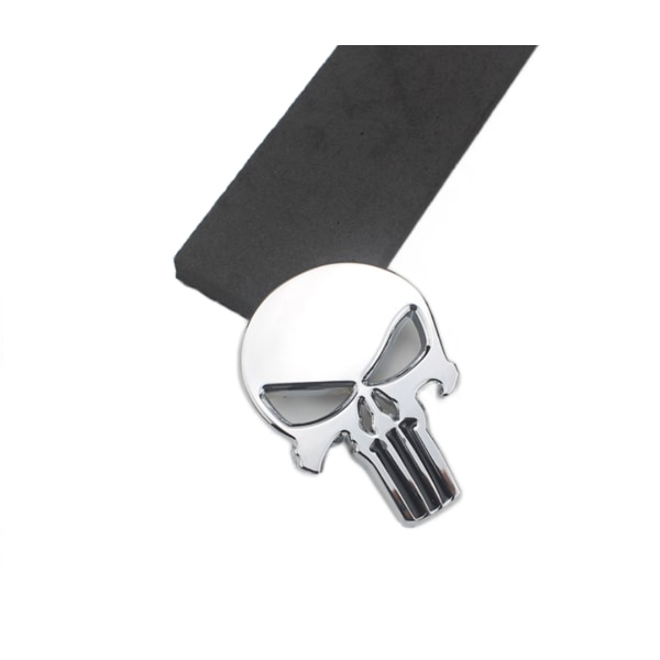 Punisher billogo hodeskalle bilklistremerke metallmodifisert karosseriklistremerke sideetikett haleetikett (sølvsvart munn)