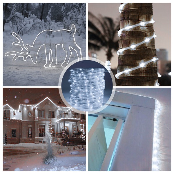 Hengda Udendørs LED Lys Rør String Lights juledekoration med strømadapter, 50m Gul - Gul，til indendørs og o
